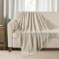 BOURINA Beige Throw Blanket 50x60 Inches Throw Textured Solid Soft Ripple by BOURINA