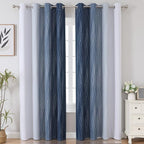 Navy Blue and Greyish White Blackout Curtains - Image 2