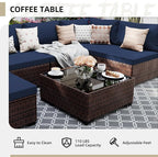 UPHA 9 Pieces Patio Furniture Sets, Wicker Outdoor Sectional Sofa Couch - Image 5