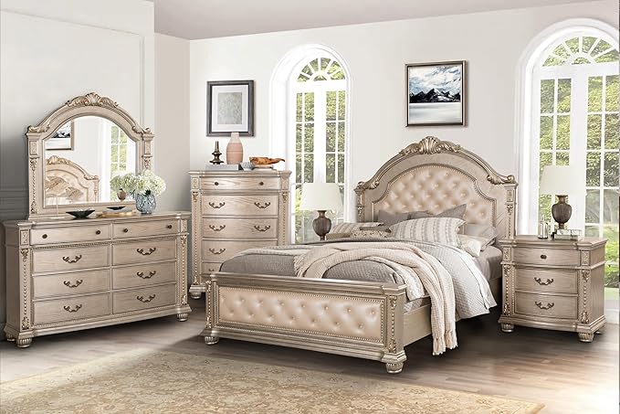First of a Kind Nightstand Bedroom Furniture Evelyn Champagne Traditional Wood - Image 5