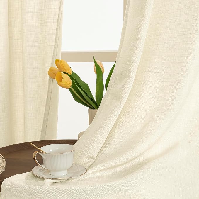 Light Beige Linen Curtains 95 Inches Long - Image 3