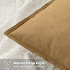 MIULEE Decorative Linen Euro Sham Pillow Covers 26x26 Mustard Yellow | Boho - Image 2