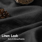 Black Curtains 95 Inches Long 2 Panel Set Back Tab Sheer Black Linen Curtain - Image 4