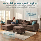 97.5" L Shaped Couch Set Linen, Modular Sectional Couches - Image 6