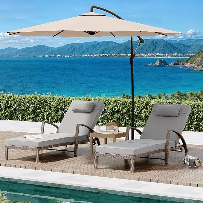 GarveeLife 2-Piece Rattan Patio Folding Chaise Lounge, 5-Position Adjustable - Image 3