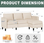 SUNLEI 73.6" Modular Sectional Sofa, Comfy Cloud Couch - Image 2