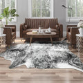 Western Faux Cowhide Rug, Animal Cow Hide Rug, 4.6 x 5.2 Ft Black | Premium by AROGANAREARUG