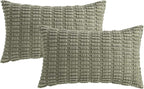 MIULEE Lumbar Corduroy Decorative Throw Pillow Covers 12x20 Light Olive | Green - Image 6