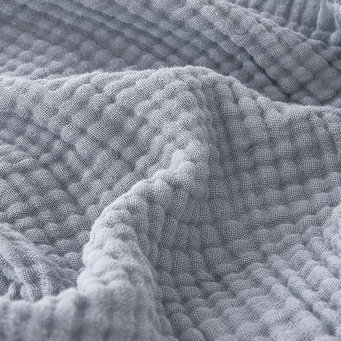 EMME Muslin Blankets for Adults Dusty Blue Small Blanket 40" x 50" | Throw by EMME
