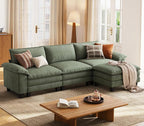 LINSY HOME 123" Modular L-Shaped Sectional Sofa, 3-Seat Corduroy Modern Cloud by LINSYHOME