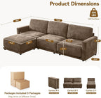 110.6" L Shaped Modular Sectional Sofa Modern Chenille Comfy Couch - Image 2