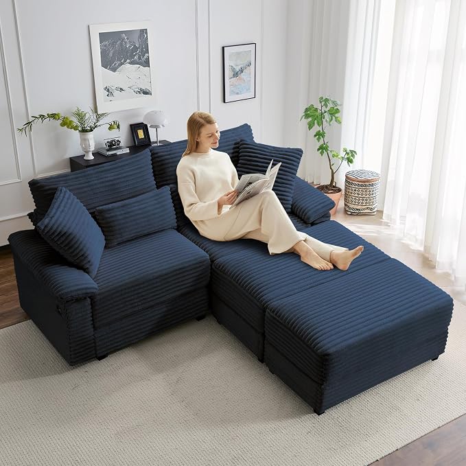 SUNWAVE 74" W Double Chaise Lounge Chair Indoor, Oversized Loveseat - Image 6
