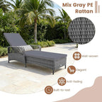 COSTWAY PE Rattan Chaise Lounge Chair, 6 Gear Adjustable Recliner - Image 5