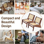 Welnow 2-Pcs Mid Century Rattan Accent Chair, Bamboo Wood Lounge Chair - Image 9
