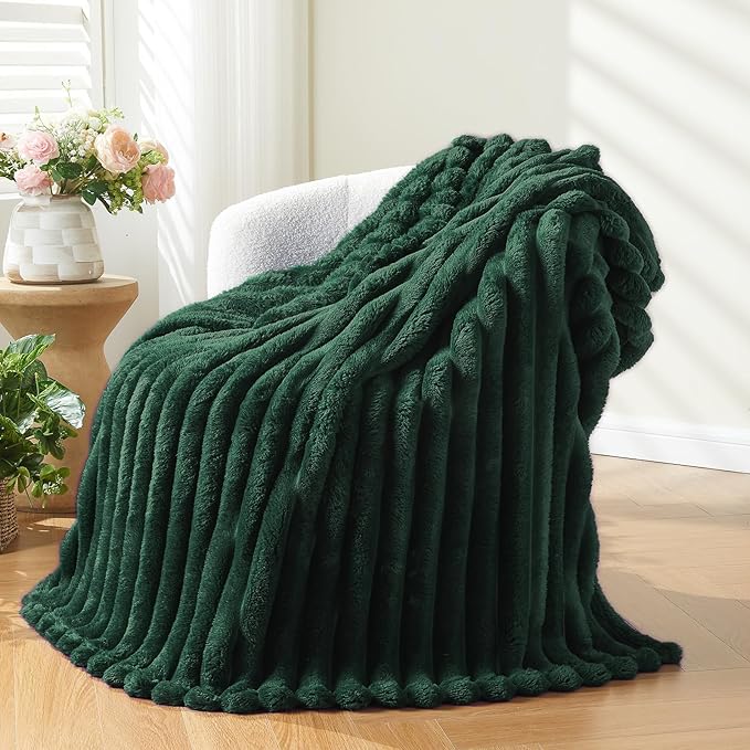 NEWCOSPLAY Fleece Ribbed Cozy Throw Blanket by NEWCOSPLAY