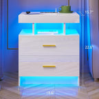 HNEBC Nightstand Set of 2 with Charging Station, Auto LED Night Stand with - Image 9
