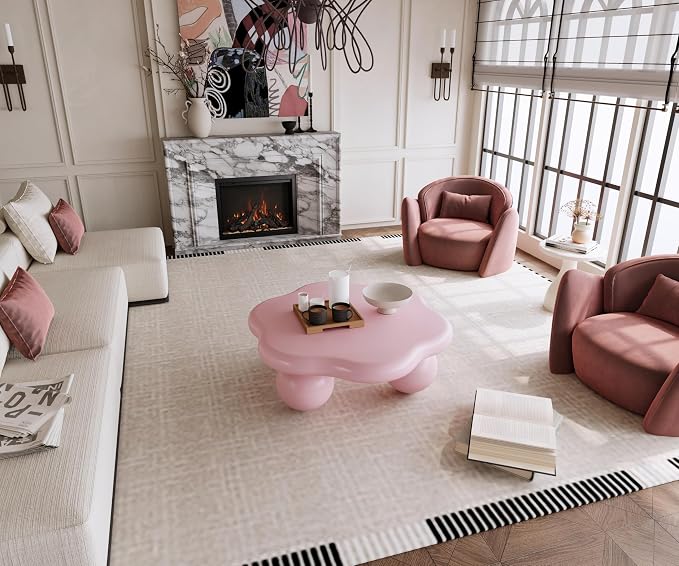 35" Cloud Coffee Table with 3 Ball Legs, Modern Minimalist Petal Center Table - Image 9