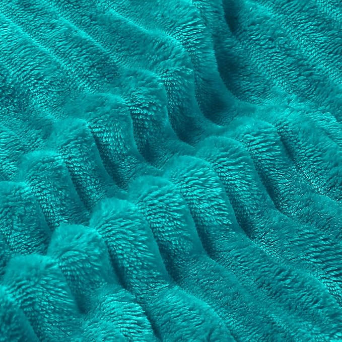BEDELITE Ribbed Jacquard Ocean Blue King Size Blankets - Image 4