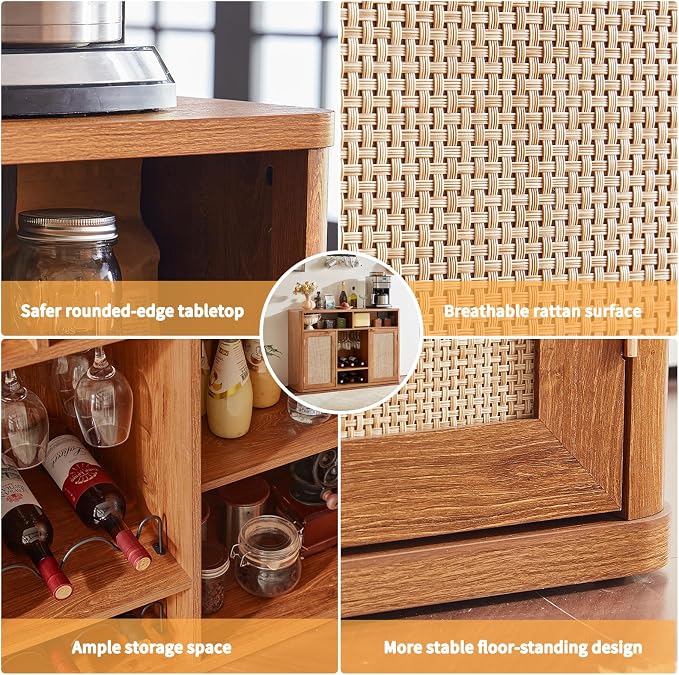 Lerliuo Rattan Wine Cabinet - Image 7