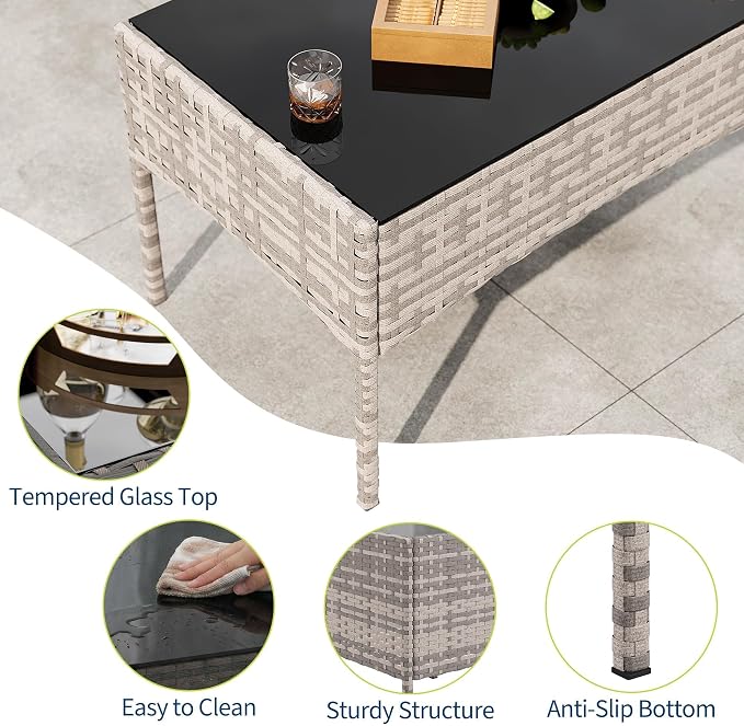 GarveeLife 4-Piece Patio Furniture Set, Rattan Outdoor Furniture - Image 6