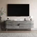 63 inch TV Stand with Power Outlet, Fluted Entertainment Center by Unknown