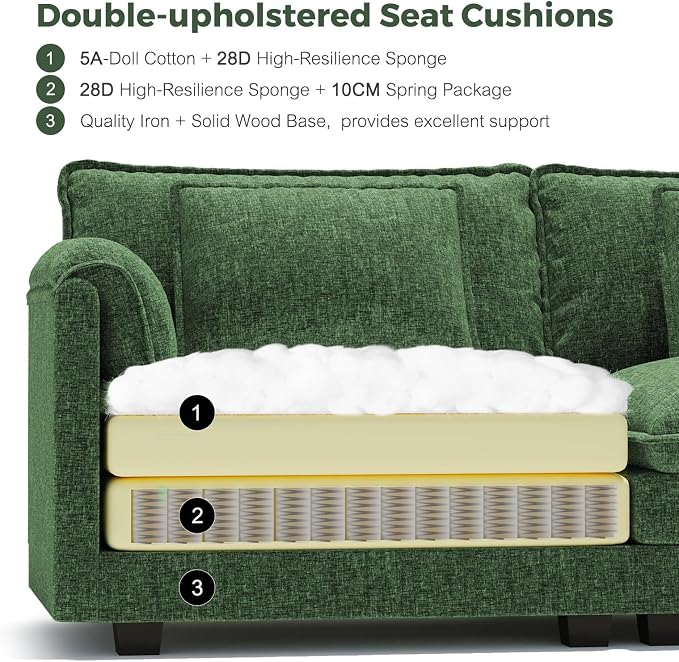 ELUCHANG 113" Modular Sectional Sofa, Comfy Cloud Couch, L Shaped Deep Seat - Image 7