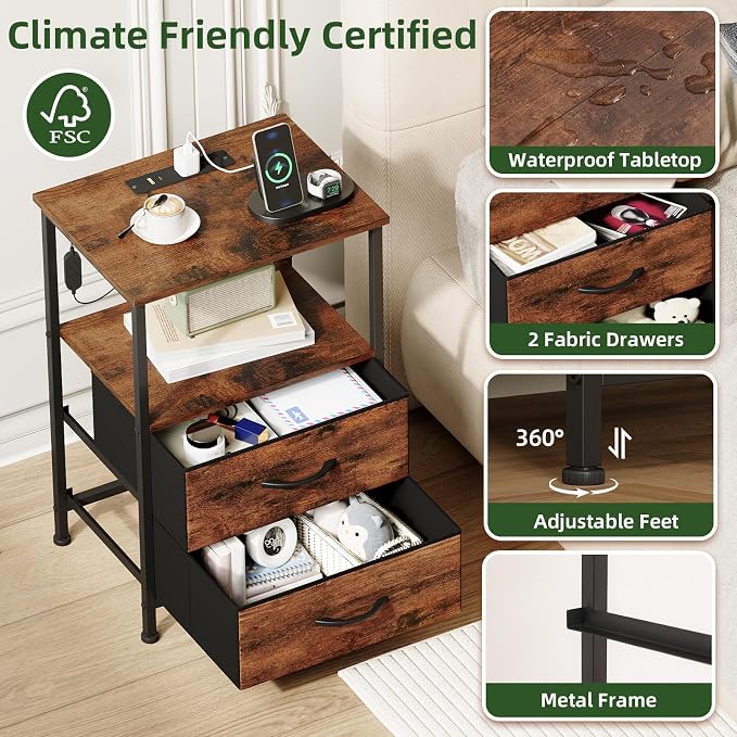 Somdot Nightstands Set of 2, End Tables - Image 6