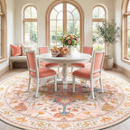 RELEANY Washable Area Rug, Round 8ft, Water Repellent, Pet Friendly, Vintage - Image 2