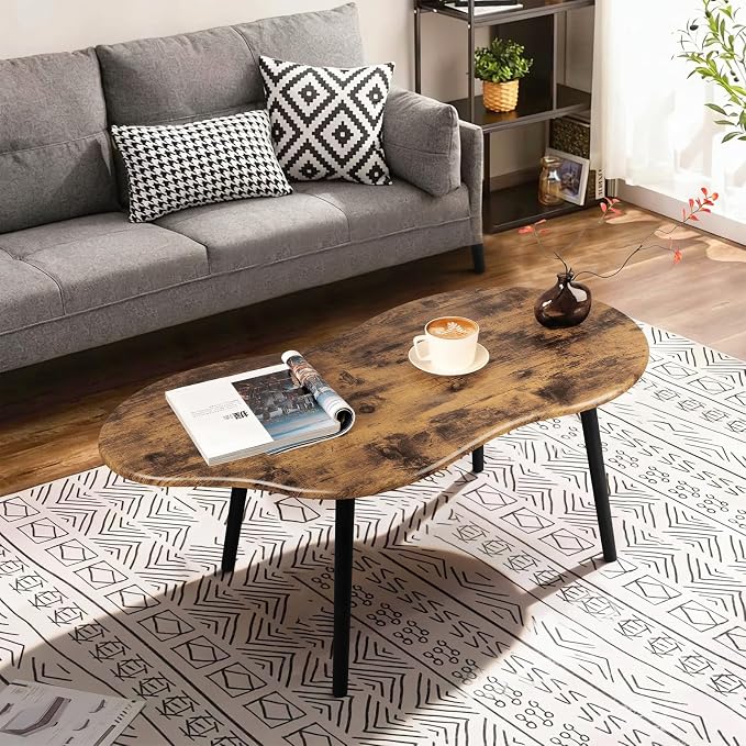 Small Coffee Table Cloud Shape Coffee Table Industrial Wooden Irregular Center - Image 2