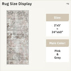 Soalmost Abstratc Runner Rug 2x5 Washable Kitchen Entry Runners Pink/Grey | - Image 5