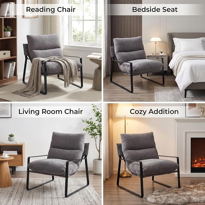 LukeAlon Modern Linen Accent Armchair, Upholstered Living Room Chair - Image 5