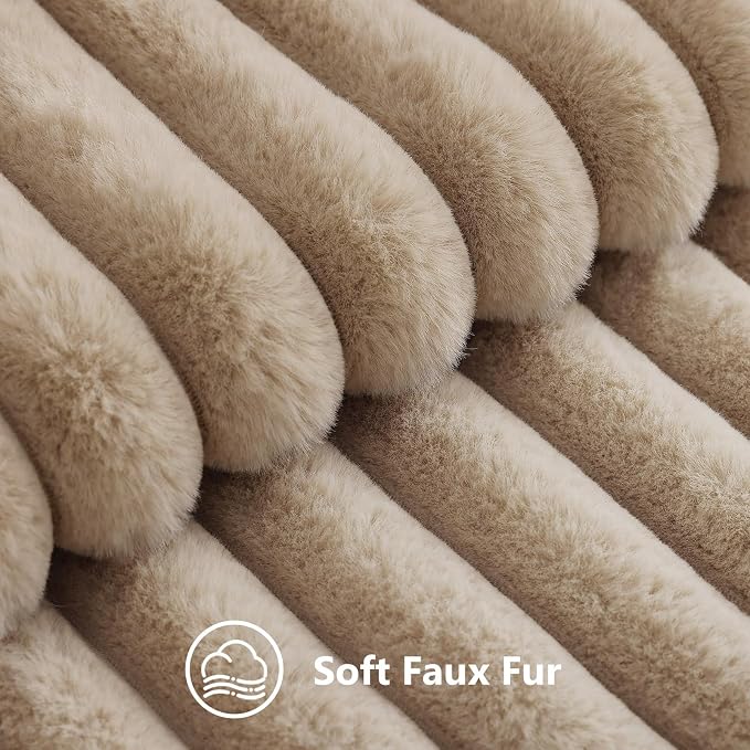 decorUhome Fall Faux Fur Throw Pillow Covers 24x24 Set of 2 Khaki Brown | - Image 2