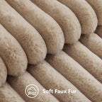 decorUhome Fall Faux Fur Throw Pillow Covers 22x22 Set of 2 Khaki Brown | - Image 2
