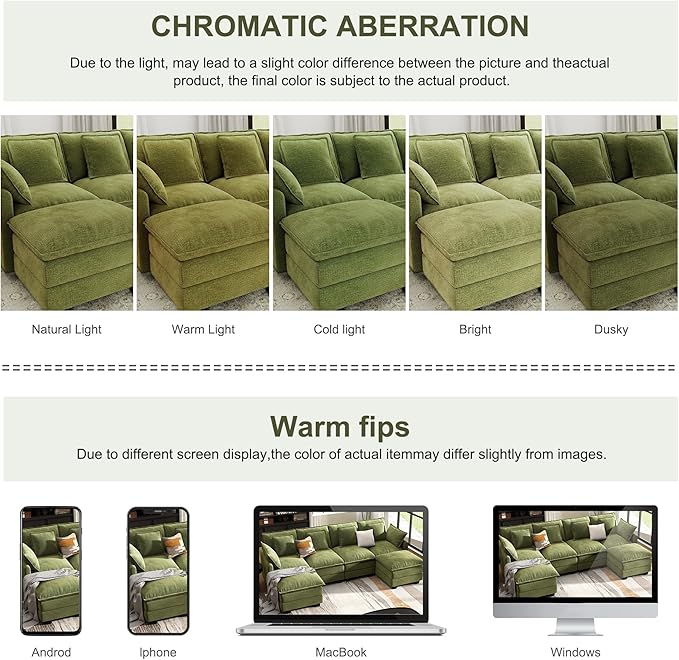 107" Cloud Couch Sectional, U Shaped Modular Sectional Sofa, 4-Seat Deep Seat - Image 6