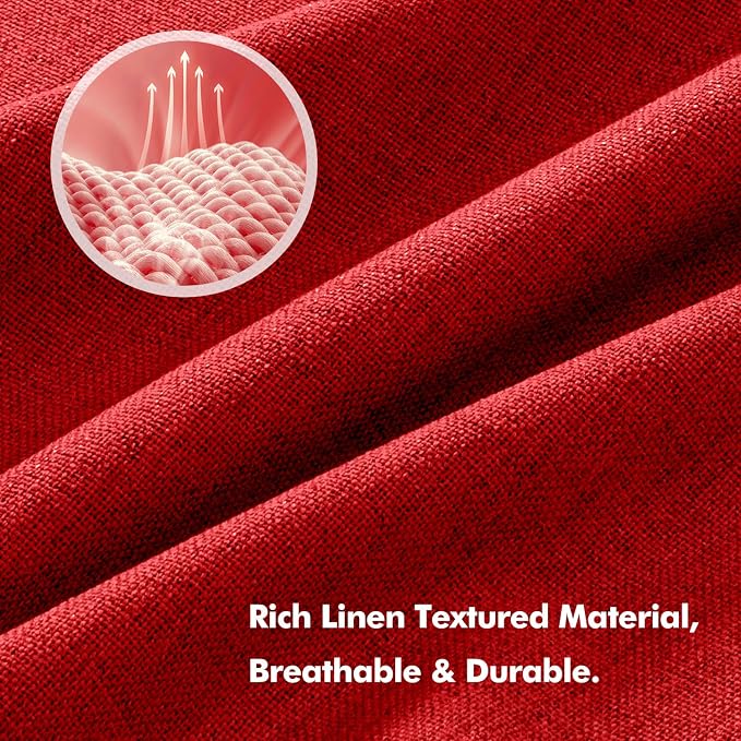 MIULEE 100% Blackout Linen Curtains 42 x 84 Inch Christmas Red 2 Panels | - Image 3
