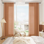 Peach Quartz Curtains 84 Inch Long 2 Panels Set Back Tab Rod Pocket Linen Blend - Image 8