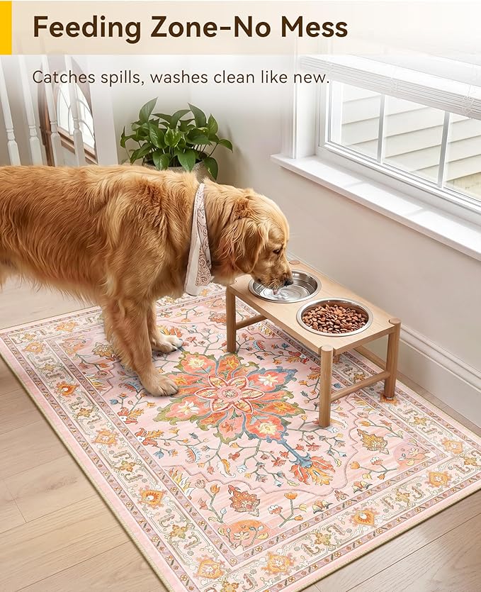 RELEANY Washable Area Rug, Small 2'x3', Water Repellent, Pet Friendly, Vintage - Image 3