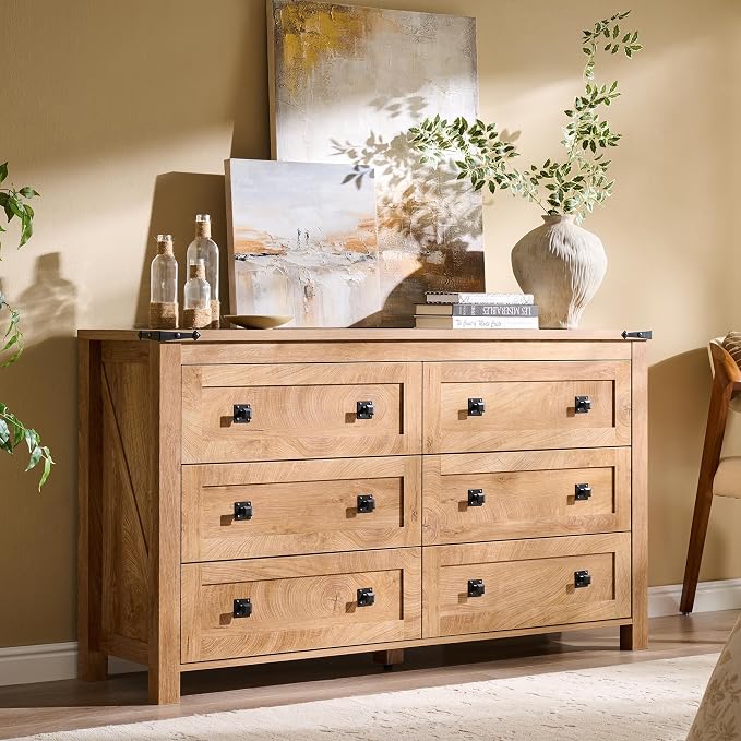 T4TREAM Farmhouse 6 Drawers Dresser by T4TREAMFurniture