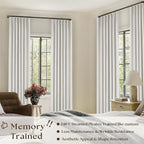 Beige White Extra Long 100% Blackout Linen Curtains 120 Inches Long 2 Panels - Image 2