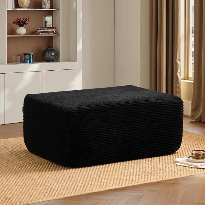 ovios 37" Corduroy Ottoman, Upholstered Cloud Ottoman by OVIOS