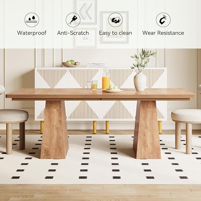 LITTLE TREE Dining Table for 6 People, Wooden Table, Rectangle Furniture - Image 6