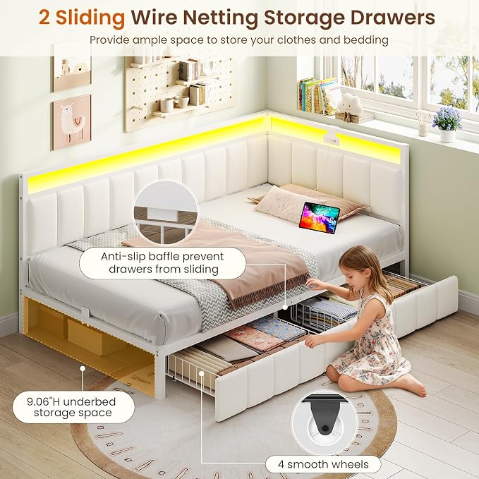 DICTAC Corner Twin XL Bed Frame - Image 5