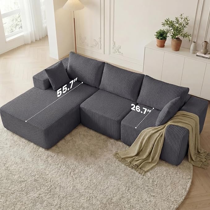DUMOS 108" Boneless Couch, Cloud Sectional Couch - Image 4