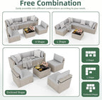 7-Piece Outdoor Sectional Sofa Set, Weather-Resistant Patio Furniture Set - Image 4