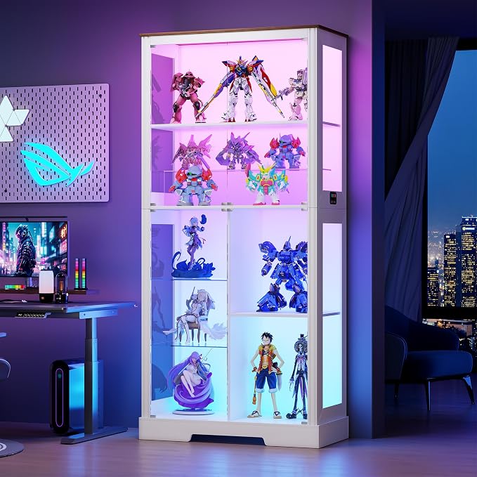 Gurexl Display Cabinet with Motion Sensor LED Lights, Glass Curio Cabinet with - Image 3