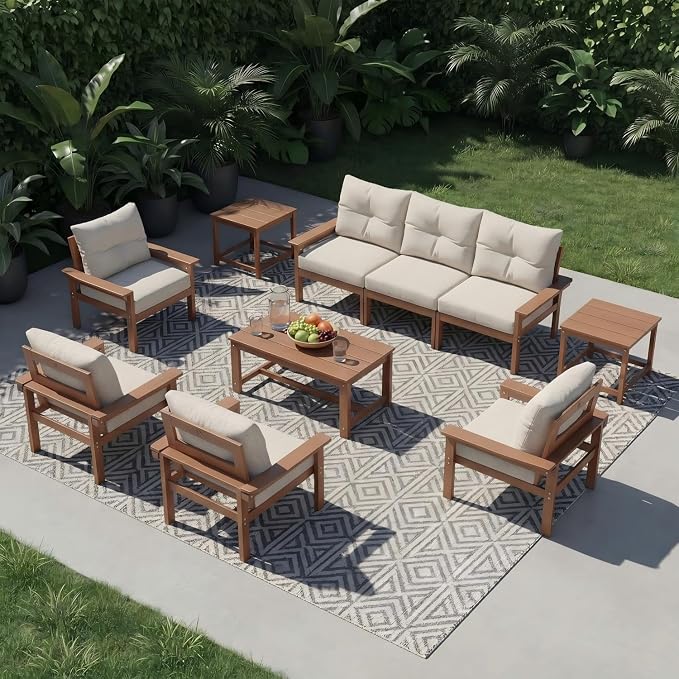 HDPE 7 Piece Patio Furniture Set, All-Weather Outdoor Couch Set by YourPerfectOutdoorEscape
