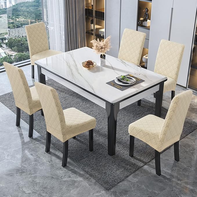 Genina Waterproof Chair Covers for Dining Room, Stretch Jacquard Dining Chair - Image 6