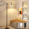 Arc Floor Lamps for Living Room Rattan Boho Floor Lamp by ZECOXOL
