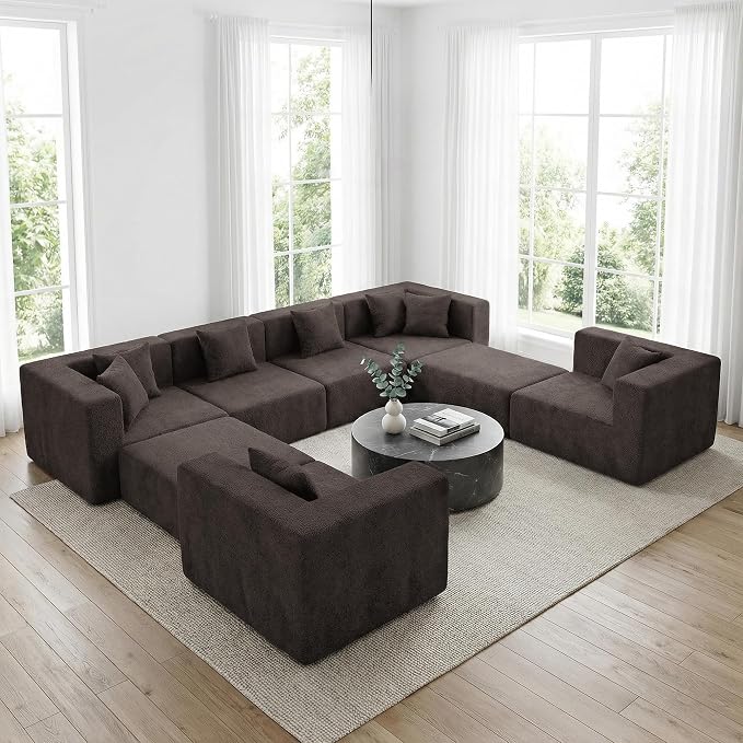 MONVANE Modular Sectional Sofa, Oversized 8 Seat Convertible U Shaped Couch - Image 6