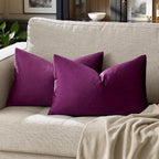 GIGIZAZA Velvet Pillow Covers 12x20 Decorative Pillows Pack of 2 Purple | Throw - Image 6
